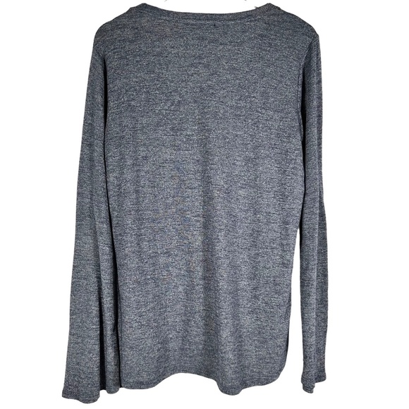 Women's | Seven7 | Blue Metallic Shimmery Long Sleeve V-Neck Flowy Top - Picture 4 of 9